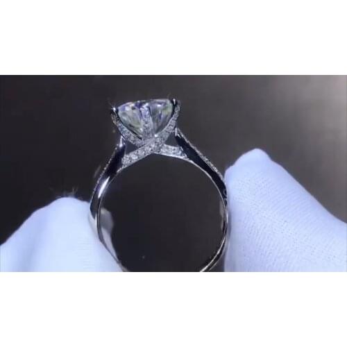 Pure 18K white gold double row diamond ring full diamond moissanite ring 2 carats D color wedding ring for ladies special custom