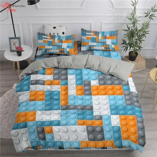 Colorful Block 3D Printed Bedding Set Adult Kid Plaid Duvet Cover Sets Bed Cover 90/135/150 Luxury Comforter/Quilt Cover 2/3 Pcs