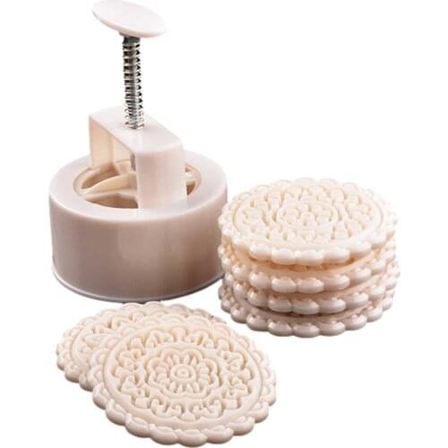 Mooncake Mold Hand-pressed Round Baking Kitchen Accessories 6 Different Patterns Discs Mold Pumpkin Cakes Cupcakes Making Richly