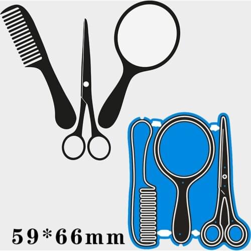 59*66mm Comb scissors mirror New Metal Cutting Dies Scrapbook paper decoration template Embossing DIY Paper Card Craft