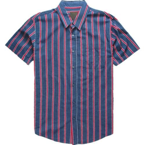 Mens Vertical Strip Short Sleeve Shirt USA Size S