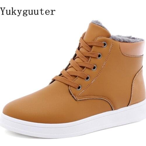 Men Snow Boots Skateboarding Shoes Sport 2018 Winter Warm Thermal Lace Up Light Weight Sneakers Outdoor Athletic High Quality