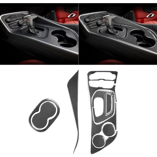 Carbon Fiber Car Interior Gear Shift Panel Trim Sticker Fit For Dodge Challenger 2015-2020