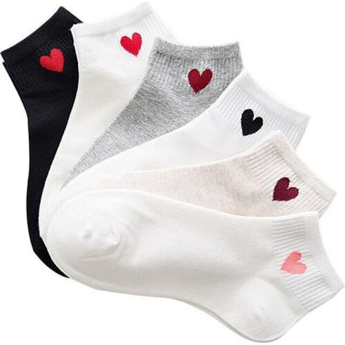 1 Pair New Fashion Women Cotton Long Socks Japanese Novelty Love Heart Pattern Socks Hiphop Solid Cotton Cool Foot Care tools