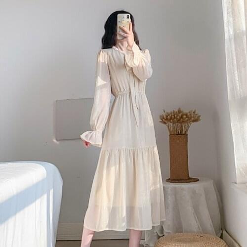 2021 Autumn New Sweet Lovely Gentle Elegant Slim Waist Temperament Retro Temperament Gentle dress