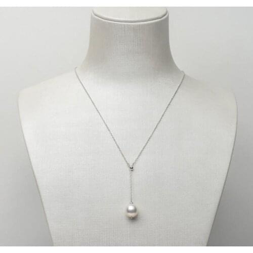 Authentic White South Sea Cultured Pearl Necklace Long Chain 925 Sterling Silver