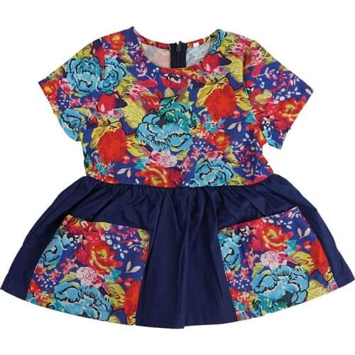 Toddler Girls Dress Kids Clothes Christening Party Wedding Outfit Princess Floral Tutu Dresses with Pocket Summer Children 1-5T
