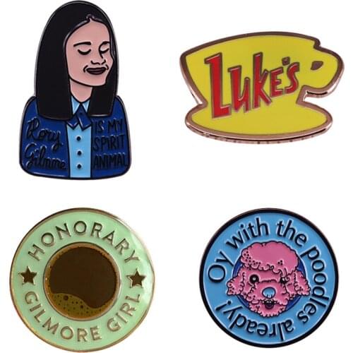 Honorary Gilmore Girls Enamel Pin Lukes Coffee Oy Poodle Humor Brooch Funny TV Show Badge