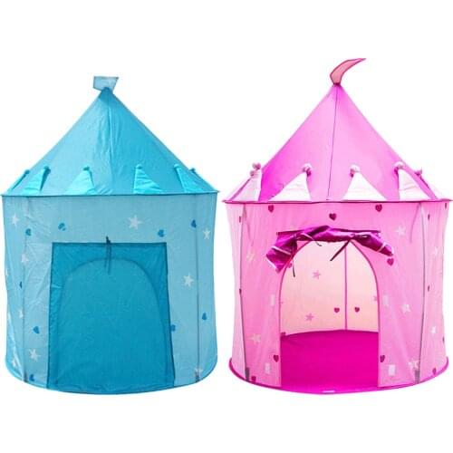 PORTABLE FOLDING BLUE/PINK PLAY TENT CHILDRENS KIDS CASTLE CUBBY PLAY