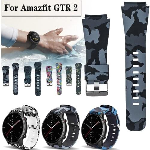For Huami Amazfit GTR 2 / GTR 47mm Strap Camouflage Pattern Silicone Watchband Wristband Sport Bracelet gtr2 22mm Watch band