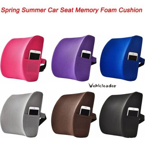Spring Summer Car Seat Cushion Mesh Upgrades Waist Support Memory Foam Summer Lumbar Pillow Home Office Back Cushion Side w/ Bag