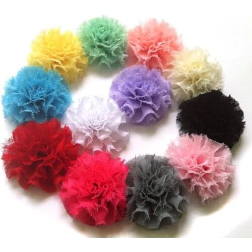 2inch Pretty Ruffle Chiffon Puff DIY Chiffon Flower Children Hair Flower For Headbands Hair Accessories 13pcs/lot