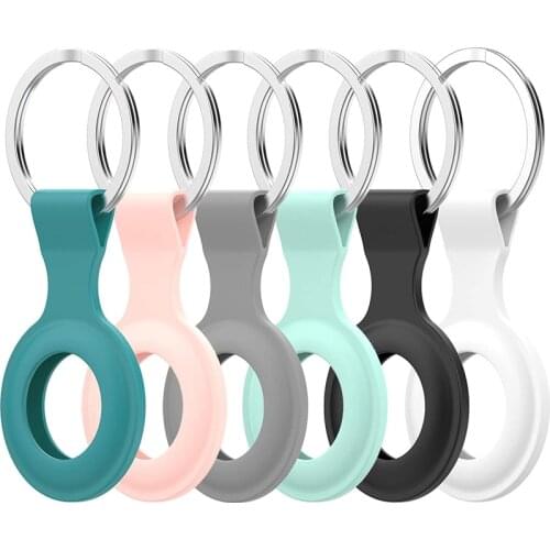 Silicone Protective Case For AirTag Tracker Lightweight Soft Skin Cover Finder Holder with Key Chain Anti-Loss For Apple AirTags