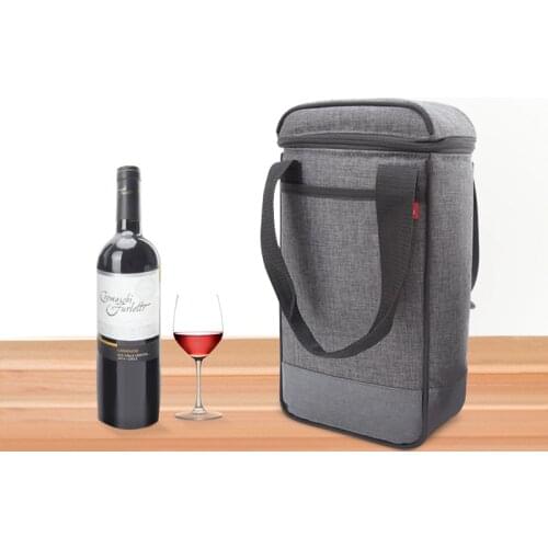 2 Bottle Insulated Wine Tote Bag, Wine Carrier Travel Padded Cooler Bag , Perfect Wine Lovers Gift, for Picnics and Outdoor