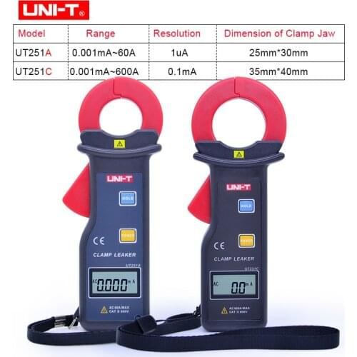Leakage Current Clamp Meter UNI-T UT251A UT251C Auto Range High Sensitivity Leakage Current Tester LCD Display/Data Storage