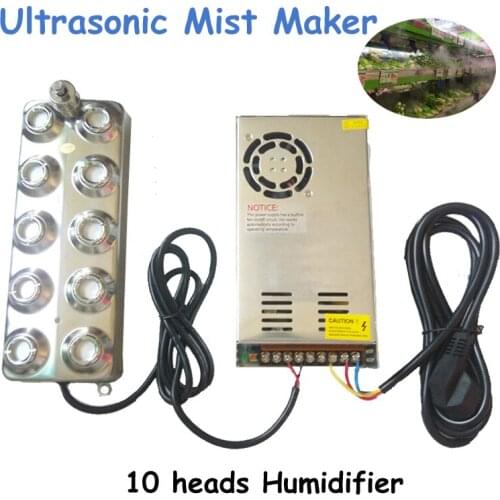 10 Heads Ultrasonic Mist Maker Fogger Humidifier Transformer 4.5kg/h Ultrasonic Nebulizer for Fresh Vegetables
