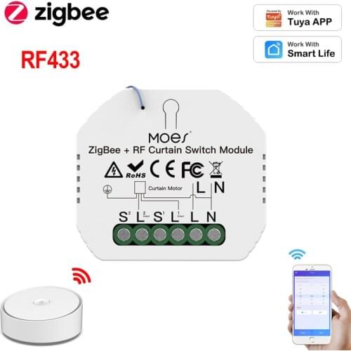 Zigbee3.0 Tuya Home Smart Curtain Switch Module RF433 MS-108ZR Is Compatible With Alexa Google Home And Used With Gateway