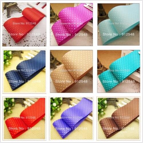 YJHMSY MNYD12,38mm 5yard/lot Dark Blue Grosgrain Printed White Dots ribbon Polka,DIY clothing accessories handmade material