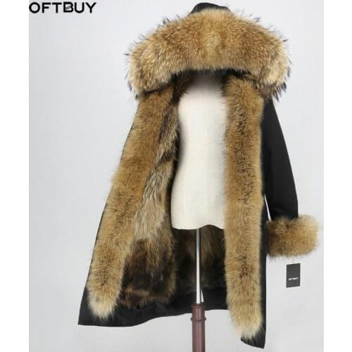 OFTBUY X-long Parka Waterproof Fabric Winter Jacket Women Real Fur Coat Natural Raccoon Fur Collar Hood Fox Fur Liner Detachable
