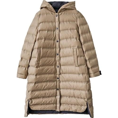 Womens Down Jacket Mid-Length White Duck Down Light And Thin Can Be Worn On Both Sides Single-Breasted Warm Ladies Coat Fashion