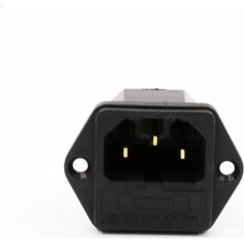 1pcs HIFI Gold Plated Power AC IEC Socket Audio Grade