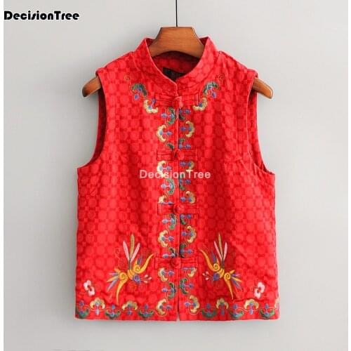 2021 chinese flower embroidery qipao woman vest chinese style women sleeveless vintage ethnic waistcoat satin ethnic hanfu vest