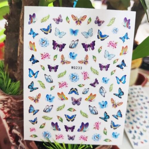 3D Stickers for Nails Beautiful Butterfly Grass Leaf Design Nails Art Decoration Manicure Stickers Sliders Nail Foil Accessories