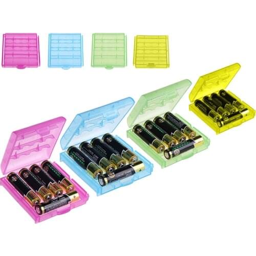 4 Slots AA AAA Rechargeable Battery Hard Plastic Case Holder Storage Box Cover Container Organizer with Clips 10 Pcs/lot