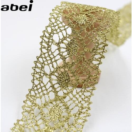 5cm 10yards Vintage Gold Lace Trims Lace Fabric For Garment Sewing Accessories Applique Wedding Crafts