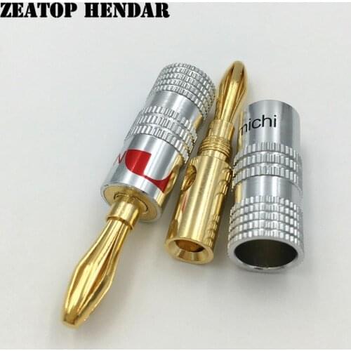 500Pcs Brass Gold Plated 4mm Nakamichi Speaker Banana Plug for Video 24K Speaker Copper 4mm Banana Audio Connector