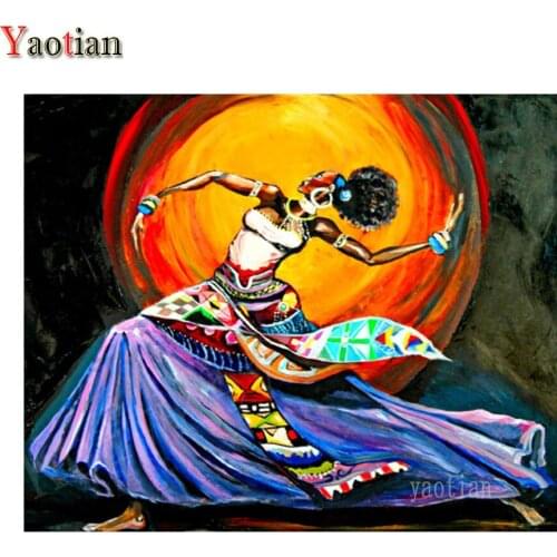 African Woman Retro Art 5D Diamond Painting Diamond Mosaic DIY Full Drill Square Diamond Embroidery Cross Stitch Kit Decoration