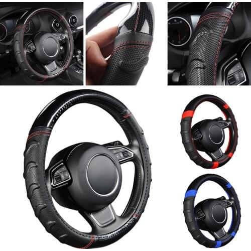 AUTOYOUTH Willow Patterned Massage Car Steering Wheel Cover Soccer Pattern Splice Light Leather 38 CM Most Car Styling