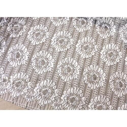 GLace 3M/lot African Fabric Two Color Eyelash Lace Fabric100% Nylon DIY Clothing Dress Decoration Skirt Fabric TX575