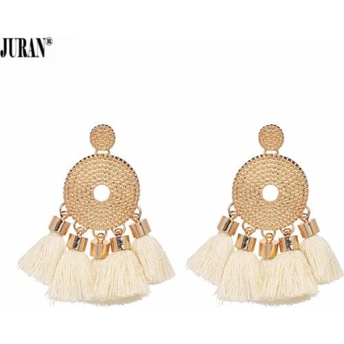JURAN Brand Fashion Big Maxi Statement Tassel Earrings Women Hanging Bohemian Fringed Drop Dangle Earrings Jewelry Gift