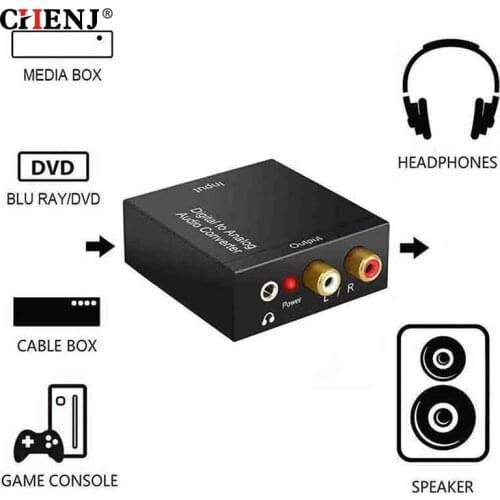 Portable 3.5 Mm Jack Coaxial Audio Decoder Amplifier Fiber Optic Digital To Analog Audio Aux Rca L / R Converter Spdif Digital