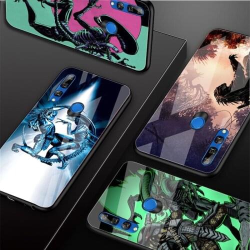 Alien vs Predator Cool Tempered Glass Phone Case For Huawei honor 8X 9 10i 20i 20Lite 20Pro 30 Pro Cover Shell