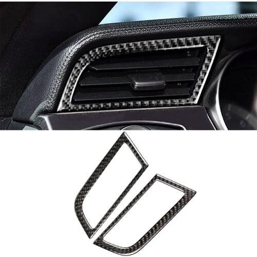 Dashboard Side Air Vent Outlet Decoration Cover Trim Decal for Ford Mustang 2015-2021 Car Interior Accessories Carbon Fiber