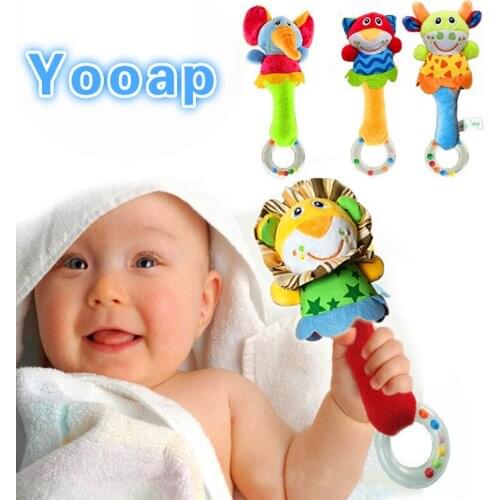 Baby Soft Rattles Shaker Baby Toys 0-12 Month Cute Animal Toddler Rattles & Mobiles Infant Plush Learning Products Kids Gift