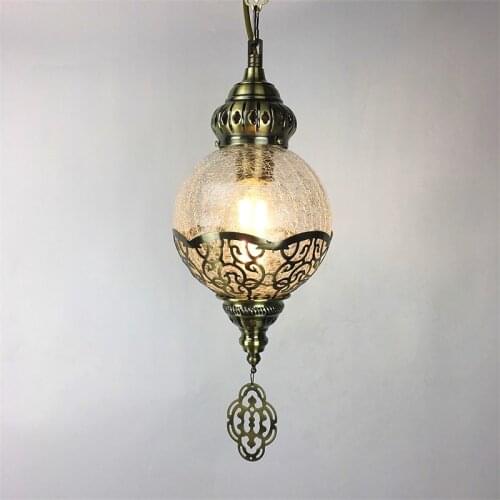 Exotic Ethnic Style Middle East Retro Cafe Xinjiang Specialty Restaurant Handmade Cracked Glass Hollow Carved Chandelier
