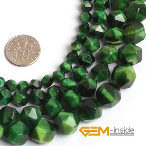 Round Faceted Green Tiger Eyes Beads For Jewelry Making Strand 15" DIY Polygonal Bead For Bracelet Jewelry Gift Making 6mm-12mm