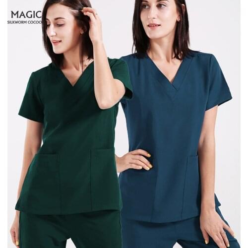 High Quality Medical Uniforms Elasticity Fabric Dental Clinic Work Sets Scrubs Women Uniforms Non-sticky Hair Pet Store Workwear