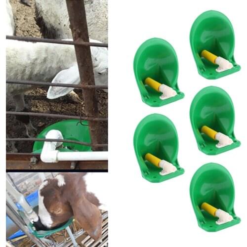 5 x Farm Sheep Water Bowls, Automatic Drinking Tool for Goat Pig - Plastics Drinking Trough Livestock Supplies - Green