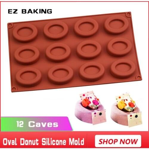 Fondant cake decorating kit 12 lattices oval shaped silicone cake mold pastry cake Donut Muffin mousse mold free shipping