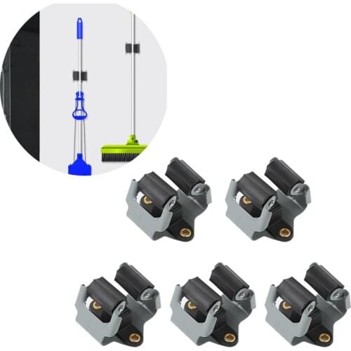 Wall Mounted Mop Organizer Holder Brush Broom Hanger Storage Rack Kitchen Tool Hanger Clip Seamless Mop Hook Organizer Bathroom