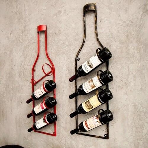 Decoration wine bottle holder wall Vintage wine rack wall hanging home restaurant bar wall pendant loft creative bar wall