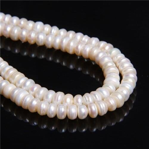 Natural flat round pearls beads real white coin 7-8mm Cultured freshwater pearls for jewelry making wholesale diy women pearls
