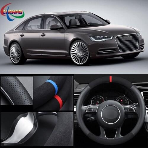38cm Non-Slip Dreathable Suede steering wheel cover For Audi A6L Car Interior decoration accessories