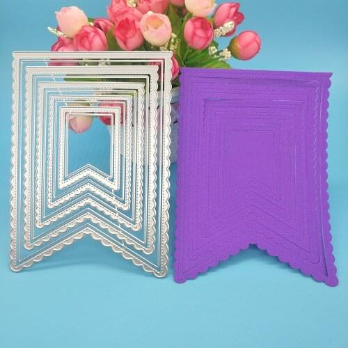 New 5-layer flag-shaped photo frame metal cutting template DIY scrapbook, card making, embossing crafts, photo album decoration