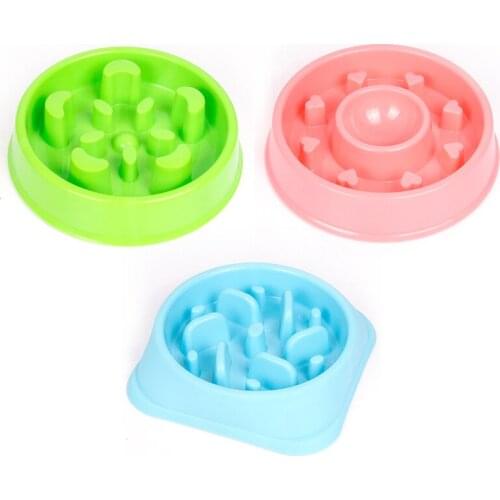 Pet Solid Color Eating And Drinking Single Bowl Whirlwind Love Healthy Plastic Anti-Slip And Anti-Choking Slow Food Bowl
