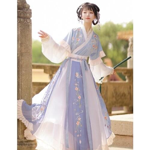 Cosplay hanfu girls Ancient Hanfu Dress Folk Dance Costume Women Han Dynasty Princess Fairy Hanfu Dress Oriental Dance Clothing